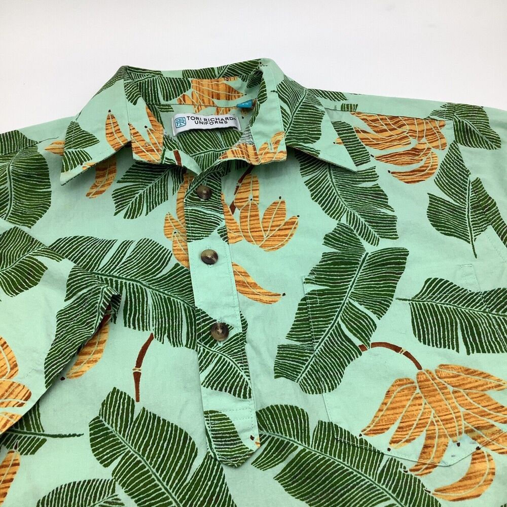 Tori Richards Uniforms Mens 1/2‎ Button Short Sleeve Hawaiian Polo Size XS